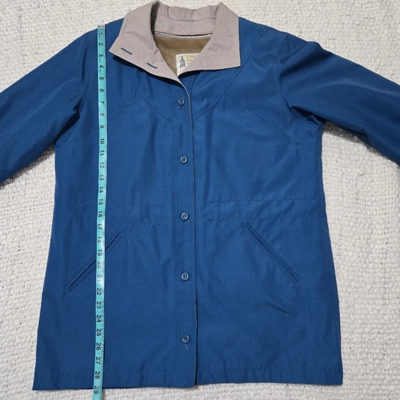 LONDON FOG Vintage Women's Blue Coat With Removable Tan Faux Fur Lining Size 8 - Picture 13 of 16